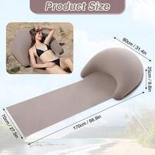 Inflatable Beach Mat Lounge Chair, Outdoor Sunbathing Sleeping Pad With Inflatable Pillow, Portable Flocking Beach Lounge Chair, Suitable For Lawn, Outdoor Camping, Travel, Beach Vacation - Grey - View 11