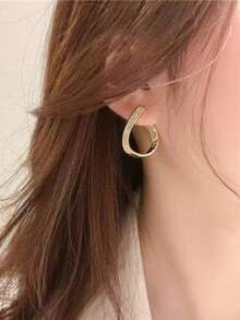 1 Pair Fashionable Elegant Geometric Water Drop Dangle Earrings - Yellow Gold - View 2