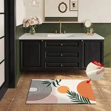 1pc Luxury Bohemian Style Modern Geometric & Floral Pattern Super Soft Microfiber Bath Mat, Non-Slip Extra Plush Bathroom Rug, Doormat, Absorbent Bath Mat, Machine Washable Low Pile, TPR Backing, Knitted Fabric, Suitable For Bathroom, Bedroom, Kitchen, Entryway, Indoor & Outdoor Use, Bathroom Accessory & Decor, Perfect Housewarming Gift - Multicolor - View 8