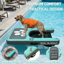 Inflatable Dog Water Ramp, Non-Slip Pet Pool Ladder With EVA Deck, Floating Dog Stairs With Pump, Repair Kit & Carry Bag, For Pool, Lake, Boat & Dock, Green, Pool Inflatable, Beach Essentials, Pool Float - Green - View 4
