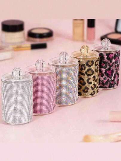 1pc Beauty Sparkling Diamond Jewelry Box, Makeup Organizer Box For Cosmetics, Storage Box For Odds And Ends,Sparkling Small Item Storage Box, Toothpick Box, Cotton Swab Box,Cleaning Swabs, Room Decor,Exquisite And Compact,Desktop Decoration,Mother's Day Gifts, Valentine's Day Gifts, Small Gifts Between Sisters