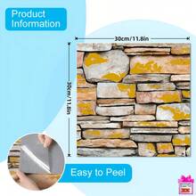 5/10 Pieces Of Glossy Marble-Textured Wall Stickers - Sticky Waterproof Removable Vinyl Stickers, Easy To Peel Off. Luxurious Marble Design, Easy To Install And Clean, Perfect For Bathroom, Kitchen And Living Room Renovations - With Scraper Tools - 5Pcs - 查看 3