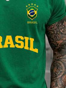 Men's T-Shirt Brazil 8 T-Shirt Summer Short Sleeve Premium Cotton Shirt - màu xanh lá - Xem 2