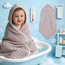 1pc Baby Hooded Bath Towel, Newborn Essential. 3D Cartoon Animal Design, 100% Polyester Fabric, Soft & Absorbent, Can Be Used As Baby Swaddle Blanket - Multicolor - View 11