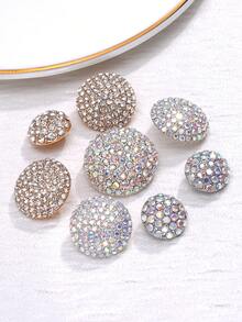 3 pièces Boutons en métal entièrement ornés de strass, ton or/argent, boutons décorés de cristaux AB, convient pour les manteaux, les costumes, les robes de mariée, les accessoires de couture - Multicolore - Voir 7