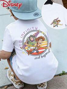 Disney Toy Story Boys' Short Sleeve T-Shirt, 6M-3Y, Buzz Lightyear & Woody "To Infinity And Beyond" Graphic Tee, Casual Summer Toddler Tops, Express Delivery - trắng - Xem 1