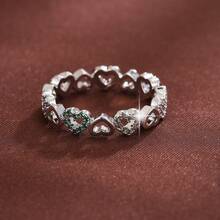 1 chiếc nhẫn nữ thiết kế hình trái tim thanh lịch đính đá Cubic Zirconia, quà tặng ngày lễ. - Nhiều màu - Xem 8