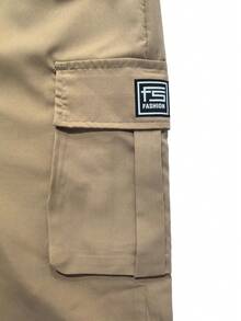 Modcrash Men's Outdoor Solid Color Cargo Pants, Loose Fit Multi-Pocket Casual Trousers - Khaki - View 6