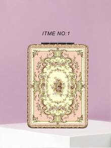 1pc Foldable Makeup Mirror, Portable Compact Handheld Mirror With Elegant Floral Design, Durable PU Leather, Versatile For Various Occasions, 180° Rotation, Lightweight And Convenient - Multicolor - View 10