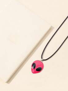 1 buah Kalung Liontin Alien Bercahaya dalam Gelap - Hot Pink - View 4