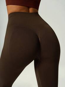 UONNOU Quần legging nữ cạp cao không đường may, siêu mềm mại và co giãn, thích hợp cho mùa xuân/hè. - Cà phê nâu - Xem 4
