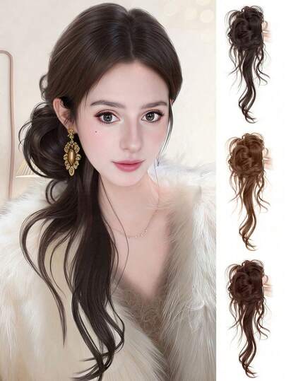 Kẹp tóc bông xù bằng sợi tổng hợp, búi tóc cài, phụ kiện búi tóc, dễ đeo, nhẹ và thoải mái, phù hợp với mọi phụ nữ.