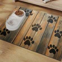 1pc, Pet Feeding Mat, Cute Paw Print And Cartoon Dog/Cat Pattern Water-Absorbing Mat, Suitable For Use As A Spill-Proof Mat For Pet Feeding Stations. Available In Various Colors And Designs. - Multicolor - View 12