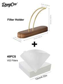 Dengcoo 1pc Cone Coffee Filter Holder, Stand Coffee Filter Storage, Coffee Filter Container For Paper Coffee Filters Size #01 And #02, Walnut Base& Brass Frame - Filter Paper Holder - View 13