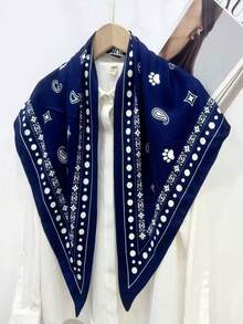 1 chiếc khăn vuông giả lụa in họa tiết Paisley tối giản, khăn trùm đầu/khăn choàng cổ dành cho nữ. - Nhiều màu - Xem 2