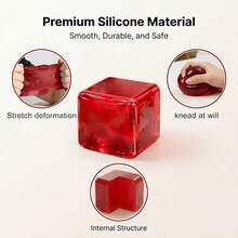 NEED0H Popular Green Soda & Red Cola Style Square Water Drop Squishy Toy – Slow-Rise Ultra Soft Silicone Stress Relief Fidget, Birthday & Christmas Gift - Red - View 4