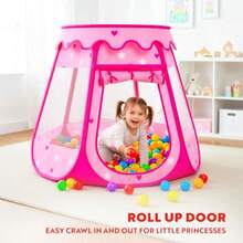 Playz Ball Pit Princess Castle Play Tents - Tiendas de campaña para niñas con estrellas oscuras y 50 bolas - Pop Up Niños Play tienda de campaña para uso interior y exterior hermoso Playland Playhouse tienda con cierre. - como en la imagen - Ver 7