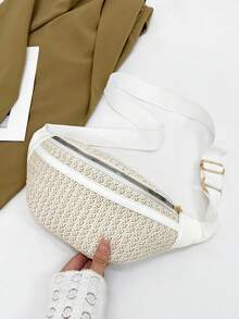 Túi đeo hông đính sequin bạc, túi đeo ngực đính sequin lấp lánh, túi đeo chéo phong cách dự tiệc, túi xách đa năng sang trọng màu bạc. - trắng - Xem 8