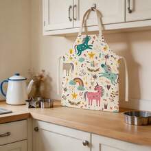 Delantal de poliéster, con estampado de dibujos animados de animales, suave y cómodo de usar, adecuado para cocina, hornear, cocinar, limpiar, decoración de fiestas, delantal de cocina para el hogar, delantal de limpieza y decoración - 55*68cm - Ver 2