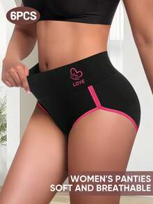 MEIYATING Paquete de 6 bragas de mujer de talle medio con diseño de triángulo de color contrastante, cómodas - Multicolor - Ver 3