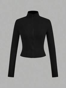 Set de 3 camisetas de manga larga con cremallera, de punto, en blanco y negro, de estilo minimalista y casual para mujer - Multicolor - Ver 7