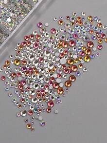 Perhiasan Kuku 12 Kompartemen Gaya Campuran dengan Dasar Datar, Rhinestone Warna Perak/AB, Dekorasi Seni Kuku Buatan Tangan DIY Tiga Dimensi, Cocok untuk French Manicure, Pesta, Festival Musik, Pernikahan, Desain Seni Musim Panas - MultiWarna - View 2