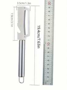 四合一不锈钢多功能削皮器:兼具开瓶器、鱼鳞刮刀功能,带挂式手柄,是完美的厨房工具。这款19.4厘米/7.63英寸的蔬果削皮器刀片锋利,适用于土豆、南瓜、芹菜、甘蔗等多种蔬果,是居家、户外野餐和厨房的理想之选。 - 彩色 - 查看 7