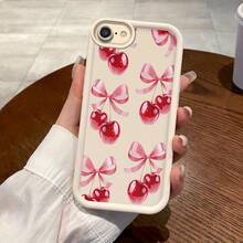 [24h Shipping from MX]Para iPhone SE (2022) Funda de Teléfono Escalera Ojo del Cielo Diseño de Cereza Suave Lindo Minimalista Moda Grafiti Texturizado  Divertido Alta Calidad Cojín de Aire Creativo Estilo Japonés Elegante Antimanchas Antichoque Modelo Encantador Ligero Regalo Joven Cartón Único Duradero Fresco Estilo Coreano Casual Protección Antideslizante - Negro - Ver 2