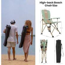 XGEAR - Silla de camping plegable con reposabrazos acolchados, resistente y soporte para tazas, para adultos hasta 350 libras - caqui verde - Ver 3