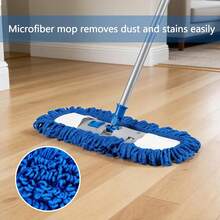 Neeklinny Dust Mop For Hardwood Floors,58" Long Handle Wet &Amp; Dry Mop,180° Rotating Microfiber Washable Mop For Tile,Laminate,Vinyl Floors,Pet Hair Cleaning - White - 查看 4