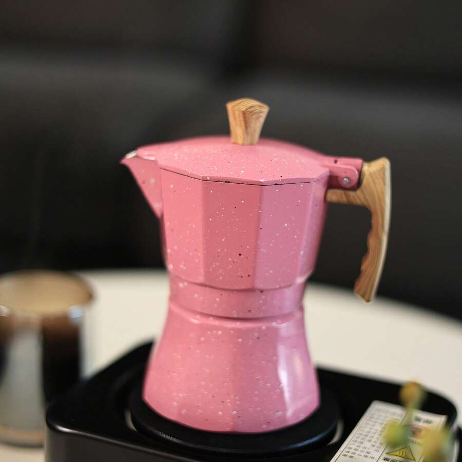 Pink Sparkly Octagon Moka Pot, Aluminum Moka Espresso Coffee Maker, Home Coffee Appliance Back To School