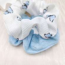 2pcs Floral Pattern Hair Scrunchies, Suitable For Everyday Wear,Travel,Birthday - Multicolor - View 3