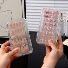 1 pieza Caja de almacenamiento de esmalte de uñas de acrílico, organizador vacío transparente de 3 pliegues, estuche de exhibición de uñas postizas, estante de esmalte de uñas de colores, soporte de exhibición tipo libro, incluye 30 piezas de adhesivo doble cara - caja de almacenamiento - Ver 4