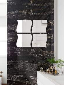 Acrylic 3D Wave Mirror Wall Sticker, Wave Decorative Mirror Sticker For Living Room, Bedroom, Hallway - Multicolor - View 10
