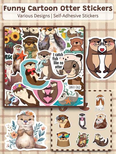 50pcs Fun Cartoon Otter Stickers - Perfect For Planners, Laptops, Phone Cases, Skateboards, Scrapbooks, Suitcases, Mugs, Desktops, And Gift Decorations - DIY Decal Stickers