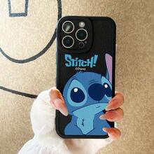 Ốp điện thoại hình hoạt hình Stitch dễ thương và thời trang của Disney dành cho iPhone 17/17 Pro Max/16/17 Pro/15/14/16 Plus/17 Air/IP13/15 Pro/12/11/15 Plus. Ốp bảo vệ chống rơi và chống trầy xước, tương thích với các thiết bị của Apple. - màu đen - Xem 1