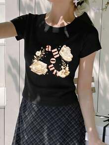 Dam-T-shirts - Svart - Visa 2