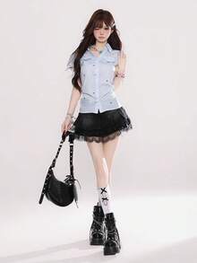 Women Tops - Blue - View 3