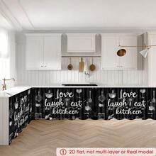 1pc, Home Decor, Cartoon Kitchen Pattern Printed Table Skirt, Kitchen Small Curtain, Kitchen Cabinet Cover Curtain, With Curtain Holes, Easy To Hang, Rectangular, Machine Woven, Machine Washable, Kitchen Decoration And Accessories, Perfect For Kitchen Cabinets And Home Decor - Multicolor - View 7