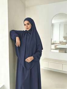 Bộ 2 món váy Abaya Khimar rộng rãi, thoải mái bằng vải Nida dành cho nữ, thích hợp cho việc cầu nguyện ngoài trời, phù hợp cho mọi mùa, trang phục Hồi giáo, khăn trùm đầu cầu nguyện (Hijab), trang phục ngày lễ. - Nhiều màu - Xem 38