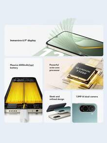 Xiaomi POCO C81 Pro Versão Global Smartphone, Ecrã Imersivo de 6,9" com Taxa de Atualização Elevada de 120Hz, Processador Octa-Core Potente, Capacidade de Bateria Grande de 6000mAh (Típica), Tecnologia Wet Touch 2.0, Google Gemini, Design Minimalista Elegante - Verde - Ver 2