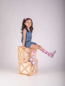 Meia 3/4 Infantil Feminina Galochita Meia Colorida Algodão - Estrela - Visão 3