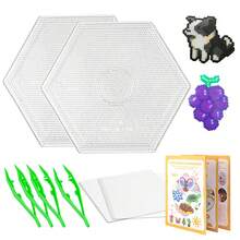DIY套装2/4件套，包含方形洞洞板、熨烫纸和熔珠镊子 - 透明工艺材料，适用于手工项目、串珠洞洞板、配件，是冬季和新年活动的完美之选。 - 拼豆豆版 - 查看 13