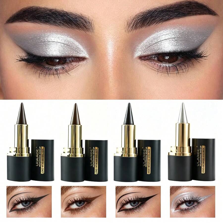 Waterproof Eyeliner Pencil, Long-Wearing Gel Eyeliner For Professional Makeup, 1 Count 4 Color - 彩色 - 查看 1