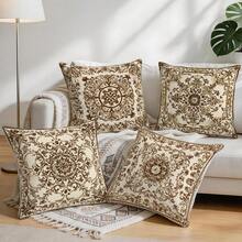 4pcs Bohemian Rug Pattern Pillow Covers, Single-Sided Printed Cushion Covers, Suitable For Living Room, Sofa, Bedroom, 40x40cm/45x45cm/50x50cm (Without Pillow Inserts) - Multicolor - View 1