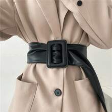 A Stylish And Exquisite Simple Solid-Color Wide Leather Belt Women, An Accessory To Pair With Coats And Wide-Leg Pants, Suitable Daily Work, Casual Outings, Holidays, Events, Banquets, And Parties - 紅色 - 查看 4