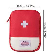 1/2 Peças Bolsa de Armazenamento de Medicamentos Portátil Multifuncional, Adequada para Viagens, Casa, Escritório e Outras Ocasiões - Vermelho - Visão 5