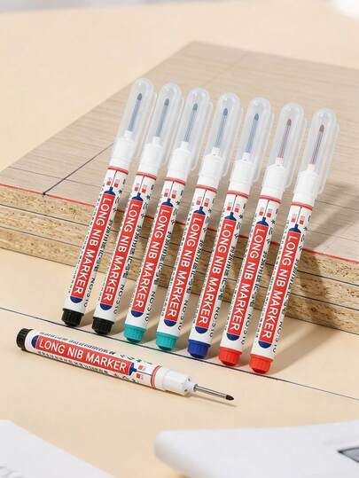 5/10/15pcs Fine Tip Woodworking Pens, 20mm Precise Depth Hole - Red, Black, Blue, Green Ink Pens, Multicolor Markers Suitable For DIY Crafts. Multipurpose Drawing Pens For Woodworking, Plastic, Glass, Metal, Tools, Etc. [Random Color]