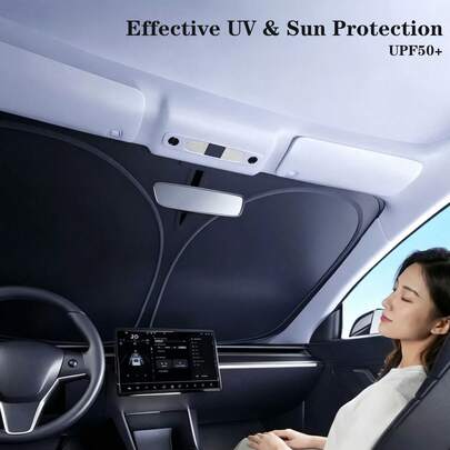 Car Front Windshield Sun Shade, Foldable Automotive Sun Visor, Heat Insulation UV Protection Sunshade, Anti-Glare Car Front Window Shield For Summer Vehicle Interior Cooling