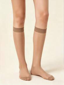 2 chiếc tất dài đến đùi cho nữ, chất liệu mỏng nhẹ, chống xước, màu nude thân thiện với da, kiểu dáng đa năng cho mùa hè và mùa thu. - Nhiều màu - Xem 5